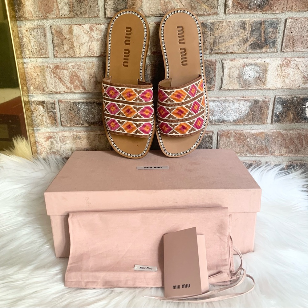 MIU MIU Calzature Donna Embroidery Slide Sandal 6 - Picture 4 of 15